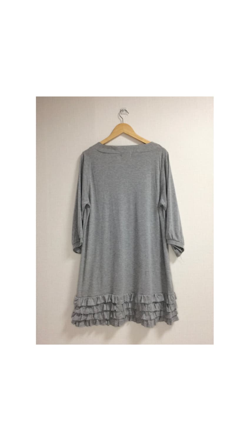 빈티지 그레이 겹프릴 셔링 원피스 상품이미지5