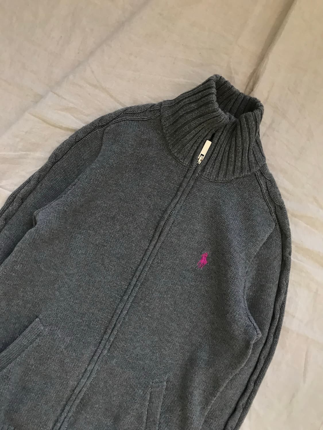 폴로 랄프로렌 포니로고 사이드라인 케이블 그레이 풀집업 상품이미지5