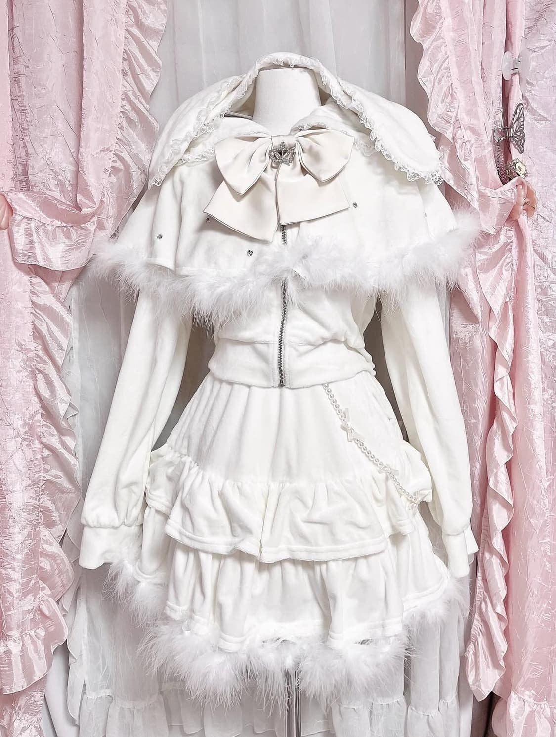 앙크루즈 우사미미 화이트 퍼 셋업 상품이미지1