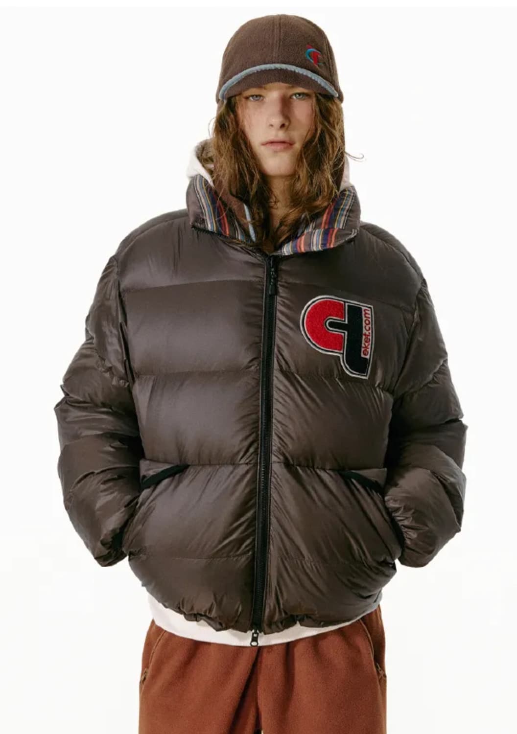 테켓 리버시블 다운 자켓 패딩 브라운 색상 s사이즈  상품이미지1