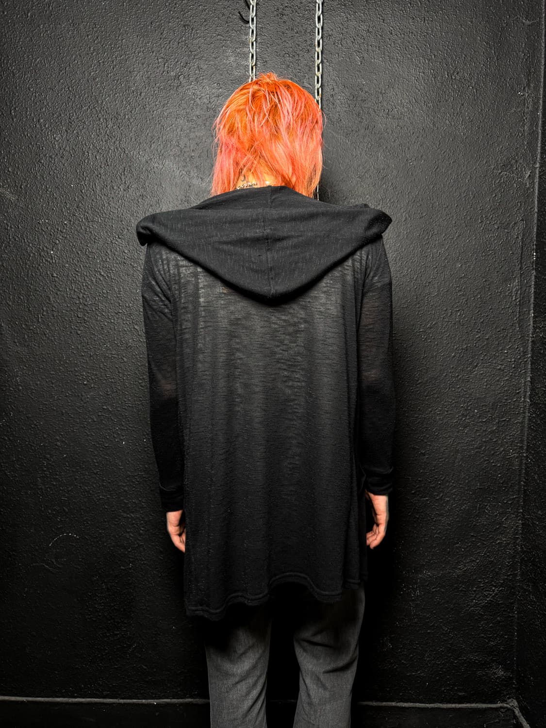 Black long draped hooded cardigan  상품이미지5