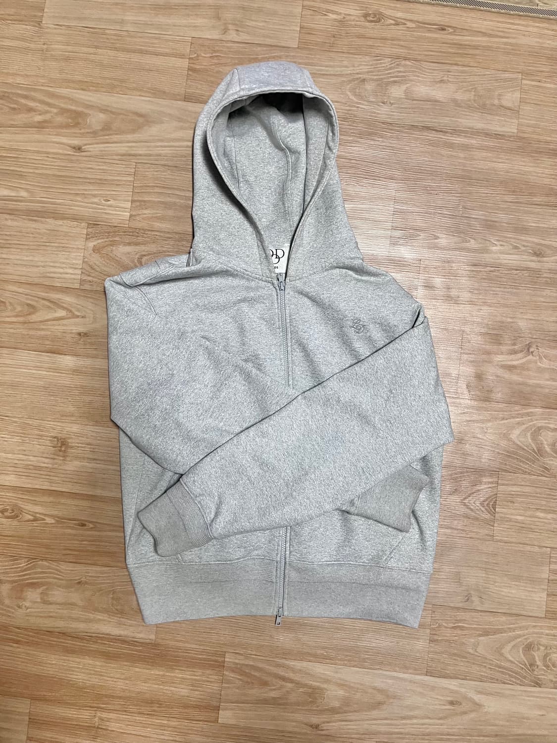 엘무드 에센셜 실켓 후드 집업 멜란지 그레이 상품이미지4