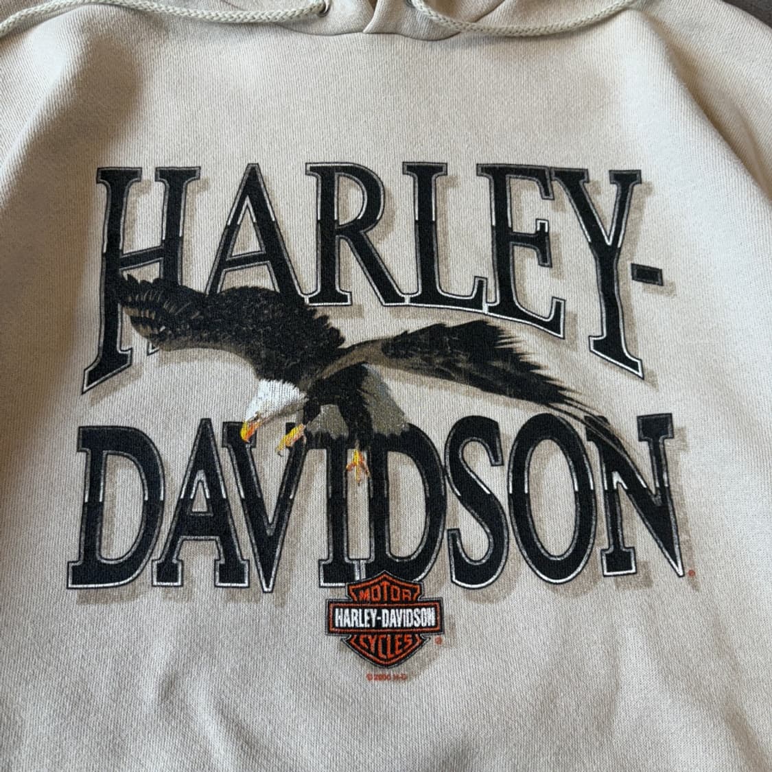 00년대 생산 할리데이비슨 아이보리 후디 후드티 상품이미지5