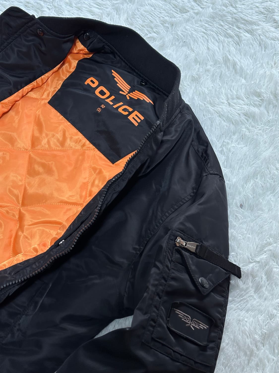 POLICE 블랙 봄버 자켓 90(S) 상품이미지4