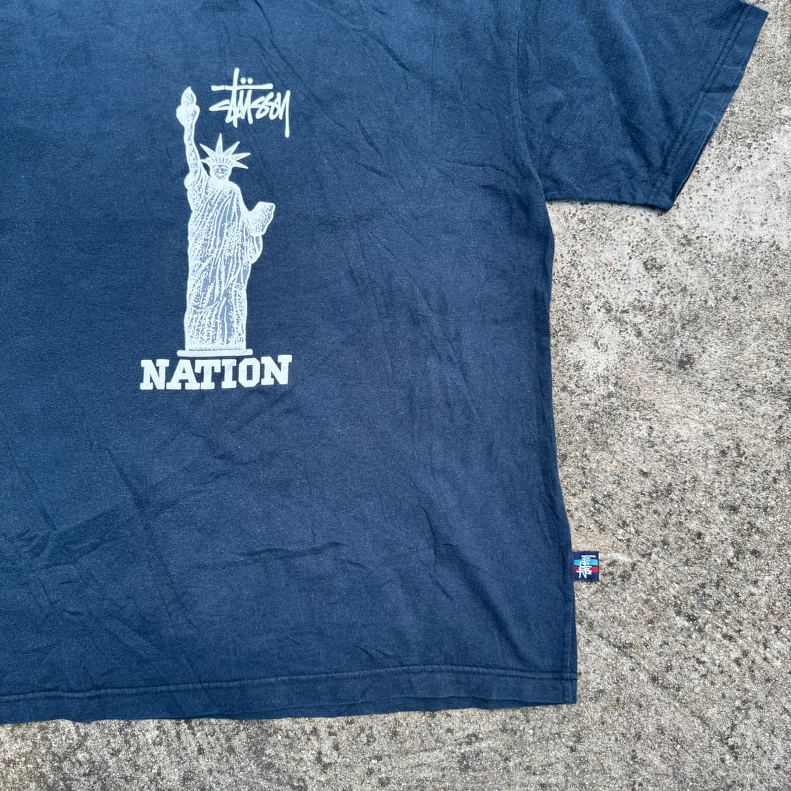 [L] 90s Stussy 스투시 스컬헤드 자유의 여신상 반팔 상품이미지4