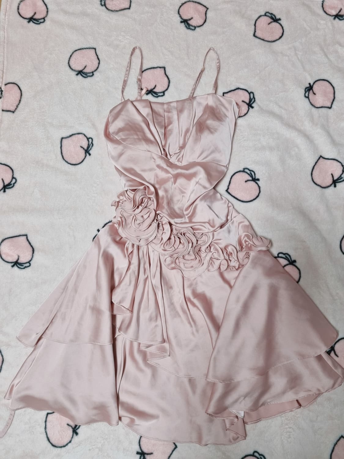 일본빈티지 핑크새틴 실크 드레스 원피스 상품이미지1