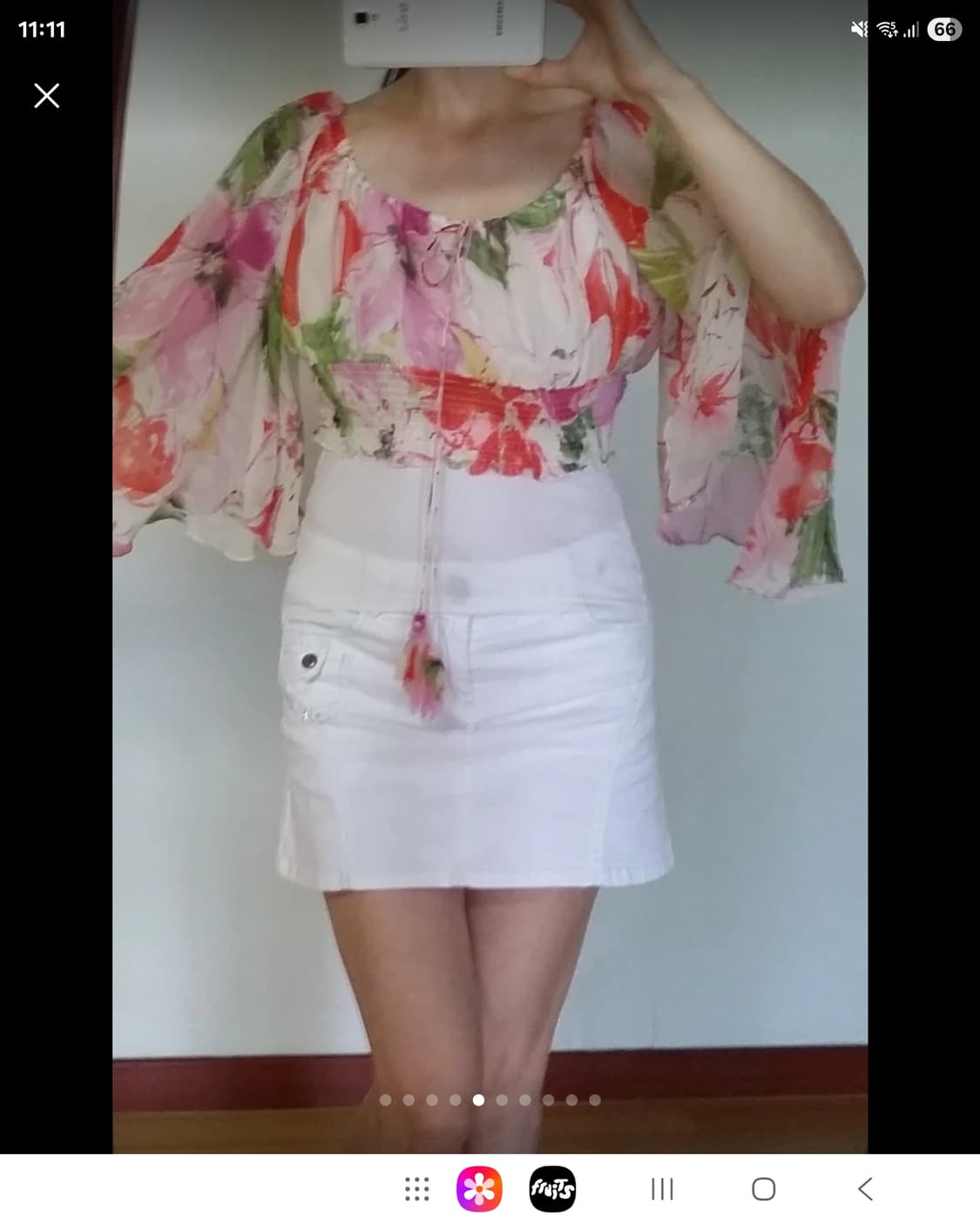 오브제 100% 실크 크롭 블라우스  상품이미지5