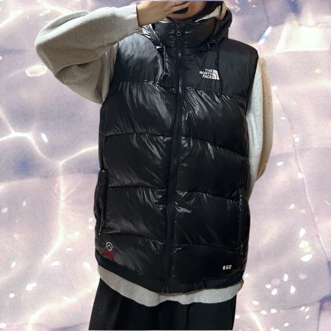 노스페이스 850 구스다운 후드 패딩 조끼 베스트 블랙 L 상품이미지3