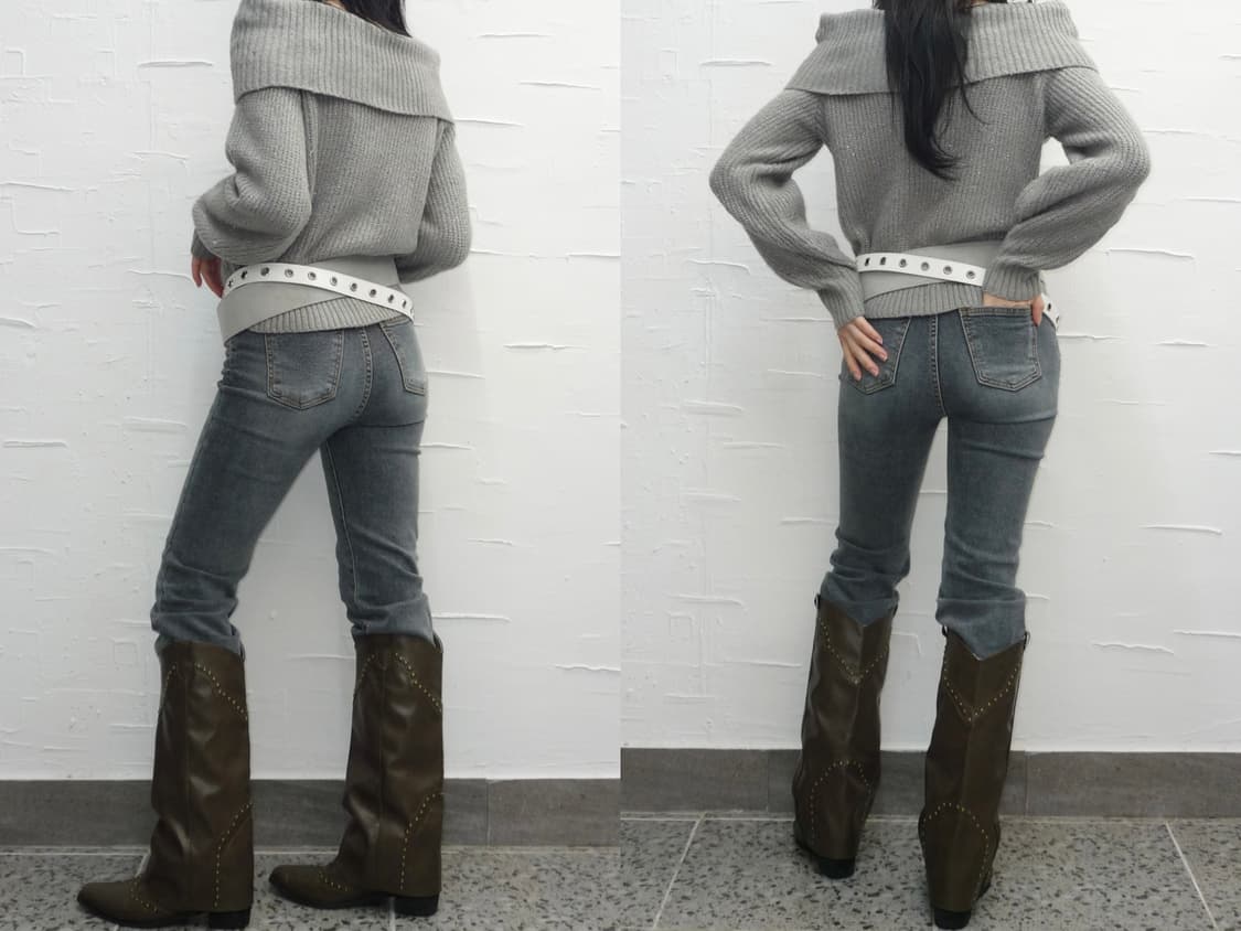 perl grey off shoulder knit 상품이미지4