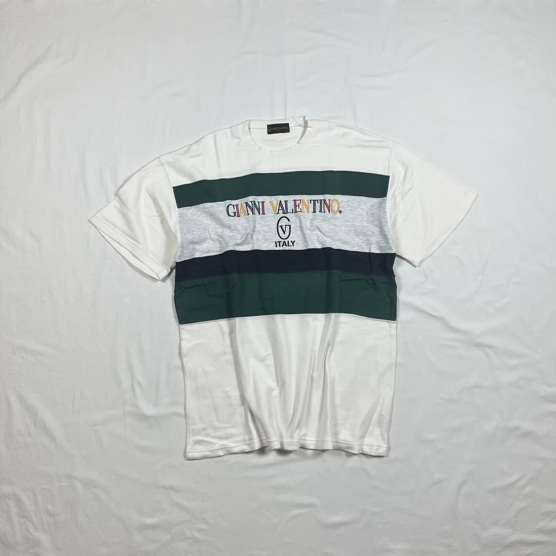 90‘s 지아니발렌티노 valentino 멀티컬러 로고 반팔티 상품이미지1