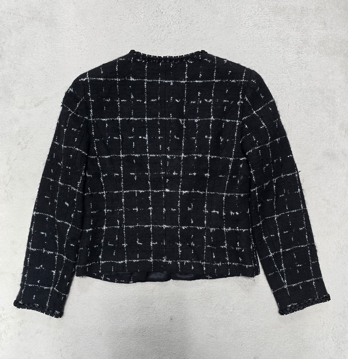 꾸레쥬 블랙 트위드 체크 울 자켓 42 상품이미지7