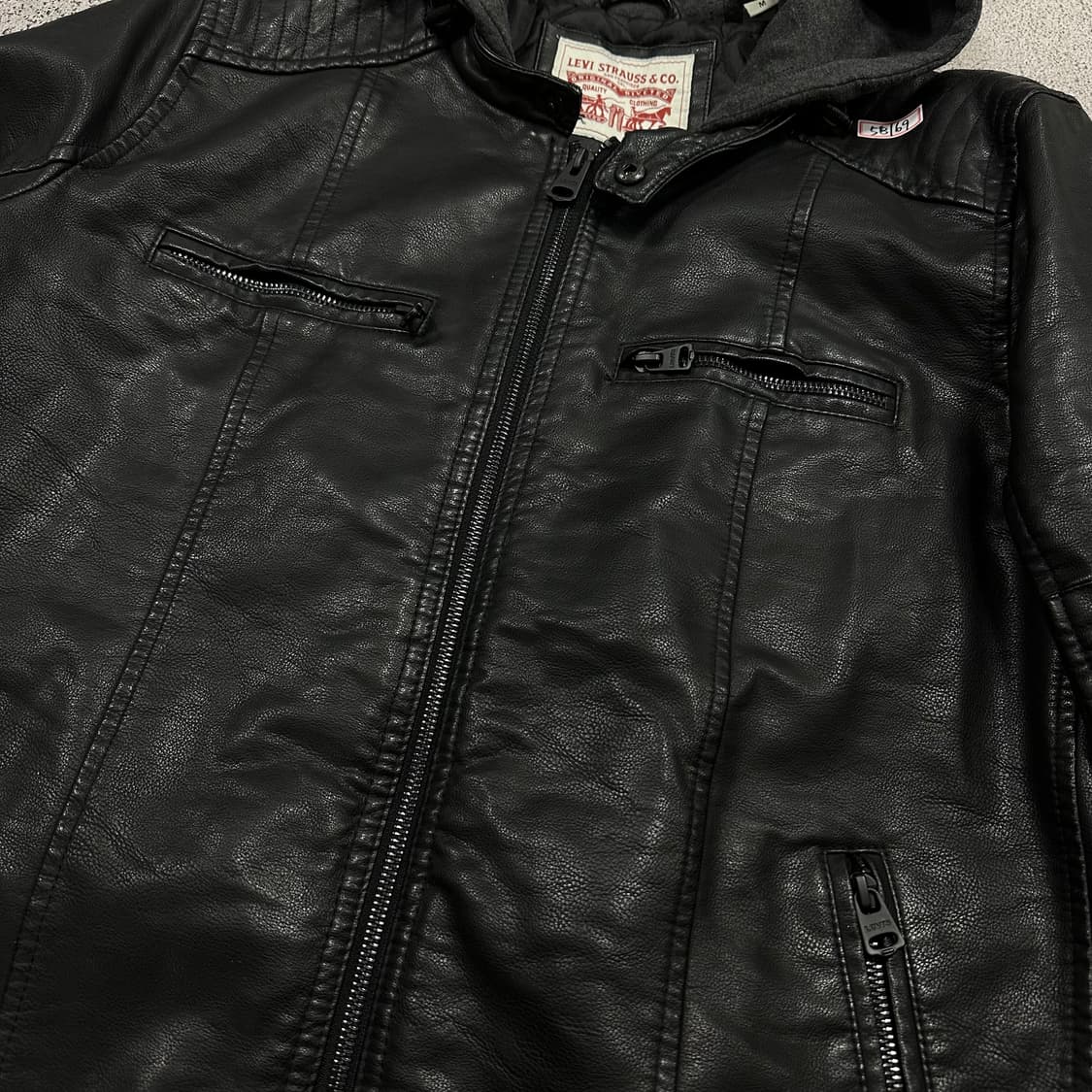 ✨ (바배) 리바이스 후드 레더 바이커 자켓  상품이미지3