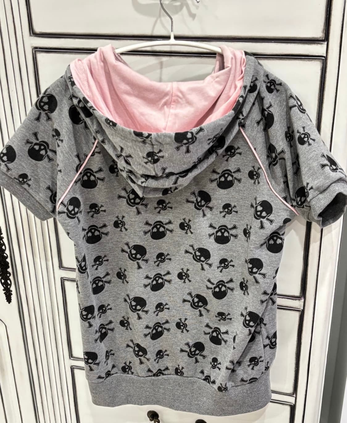 펑크 키치 하트 해골 반팔 후드집업 상품이미지2