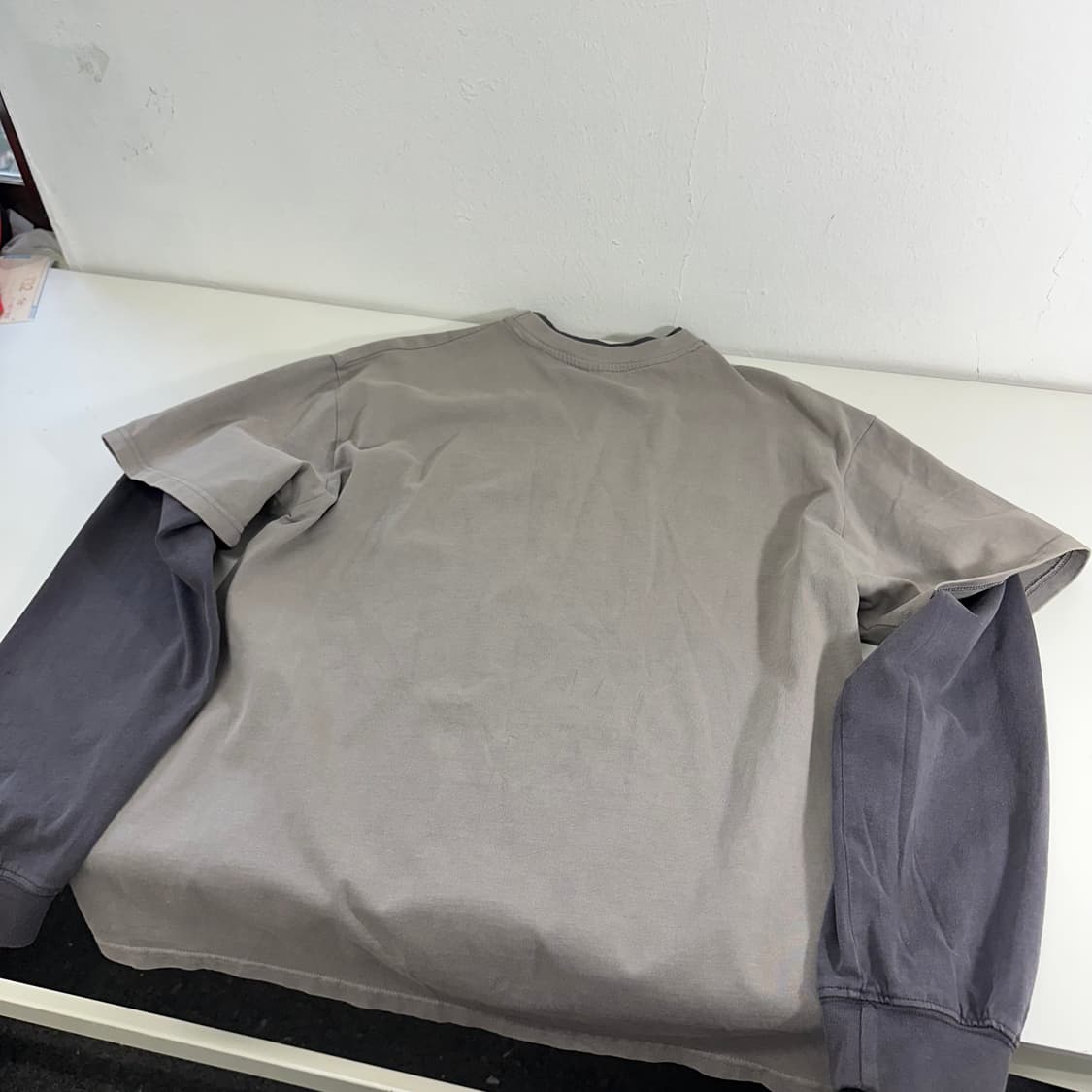 M 트릴리온 빈티지그레이 레이어드 슬리브긴팔티 상품이미지5