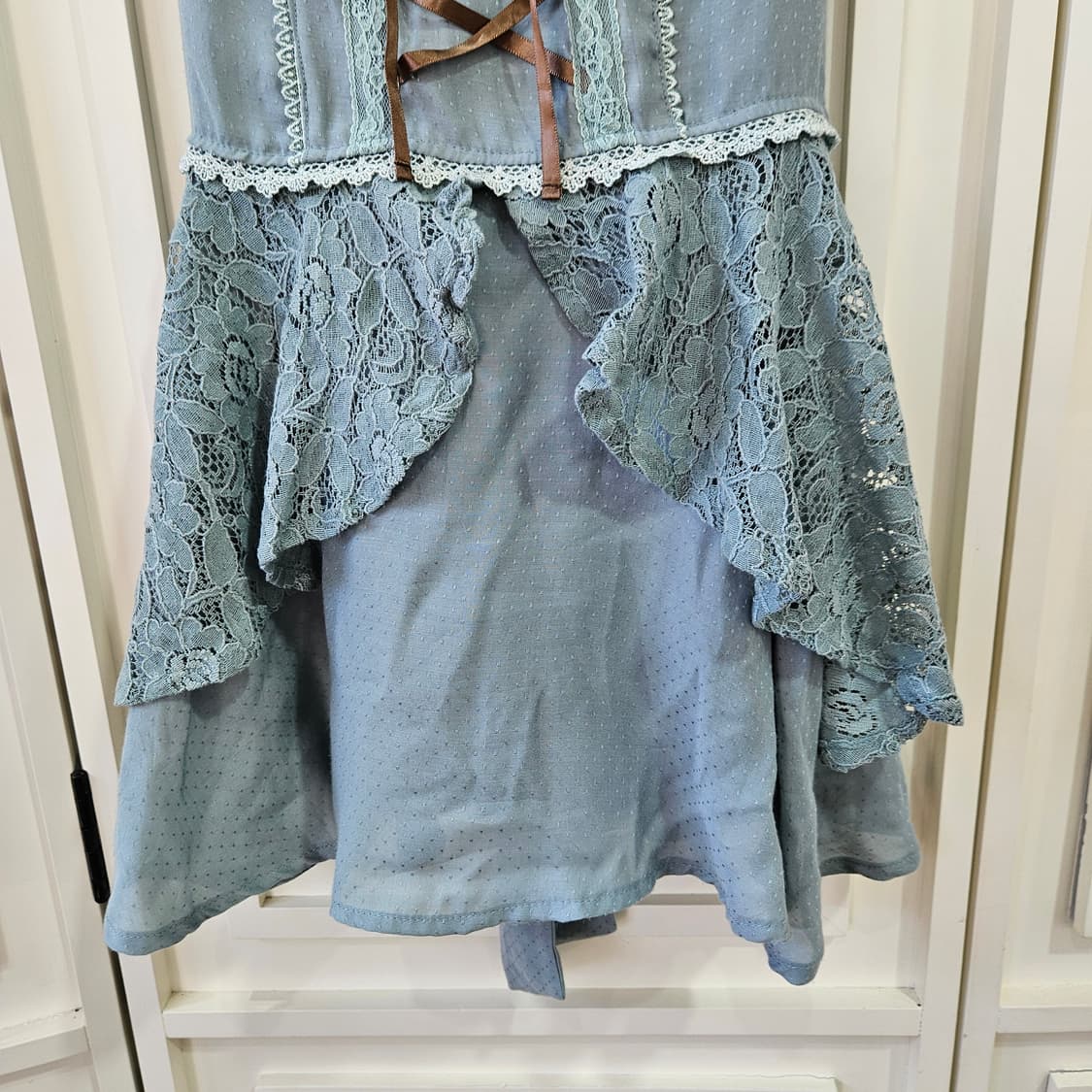 (Axes Femme) 민트블루 레이스 코르셋 리본 원피스 상품이미지4