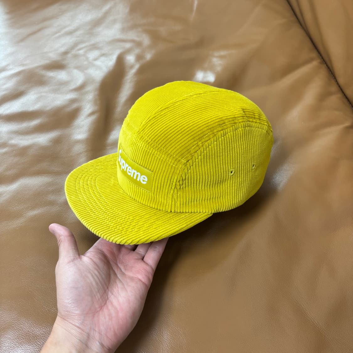 Supreme 슈프림 코듀로이 라임 옐로우 캠프캡 모자 (Yellow) 상품이미지4
