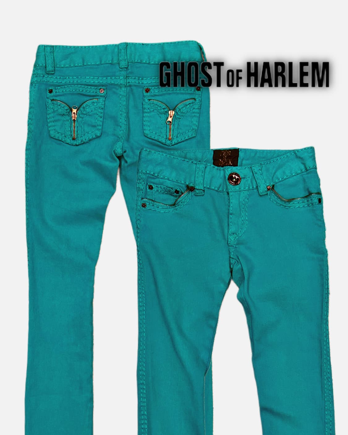 bluegreen zipper slim punk jean 상품이미지1