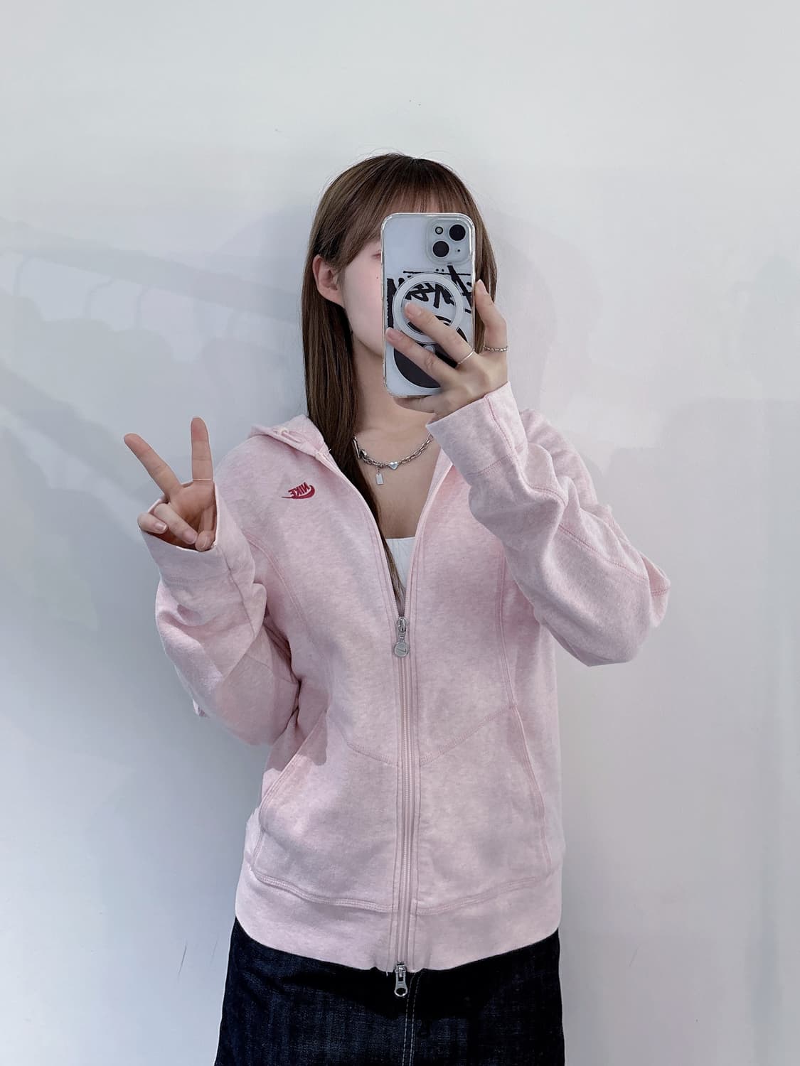 나이키 베이비핑크 투웨이 후드집업 상품이미지2