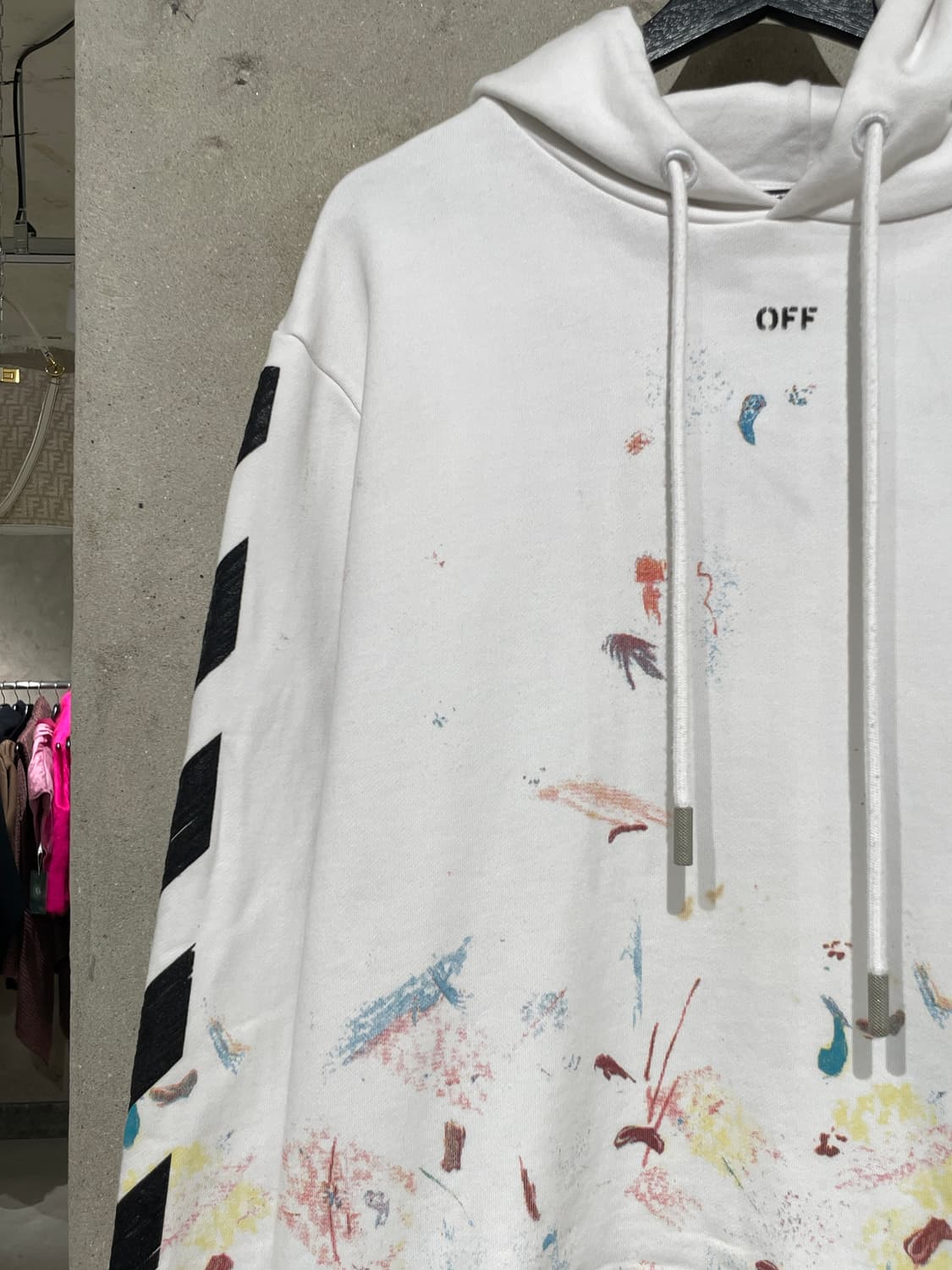 오프화이트 화이트 페인팅 애로우 후디 상품이미지2