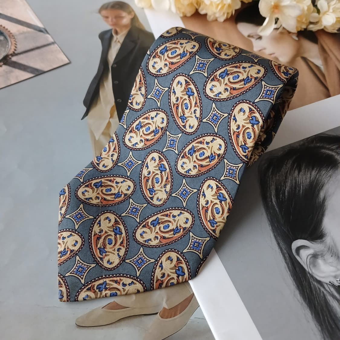 트루사르디 실크 페이즐리 오브제 넥타이 9.7cm A등급 A19128 상품이미지2