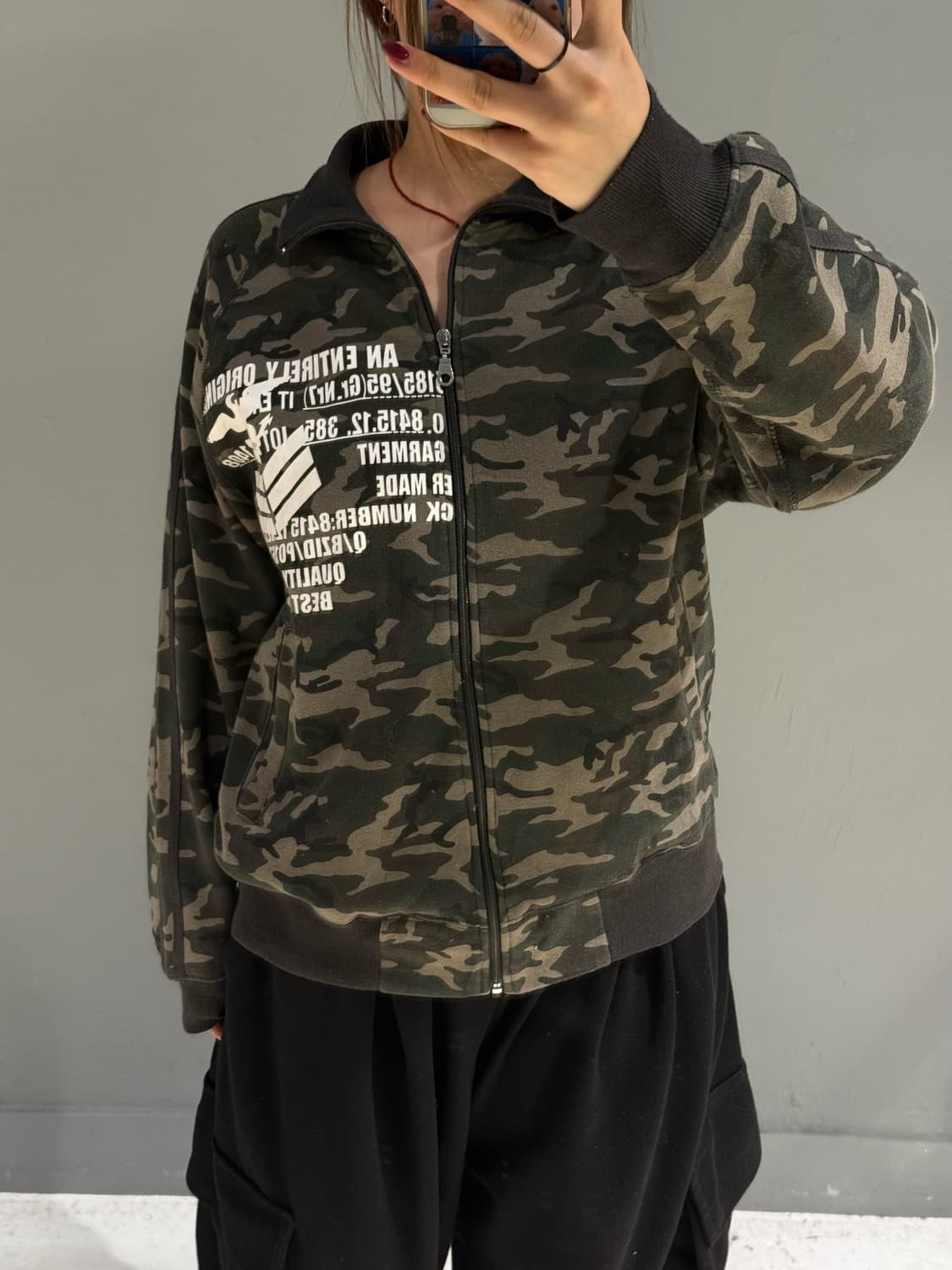 camo pattern side line printing zip-up 상품이미지4