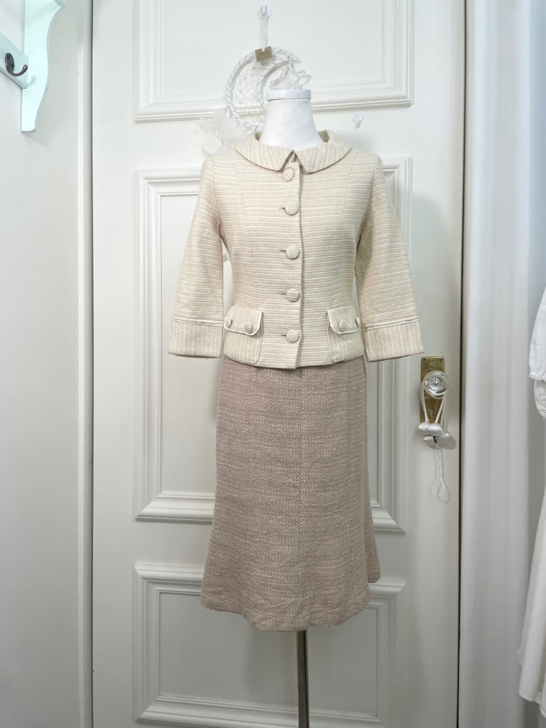 BARBIE ivorybeige collar pocket tweed li 상품이미지2