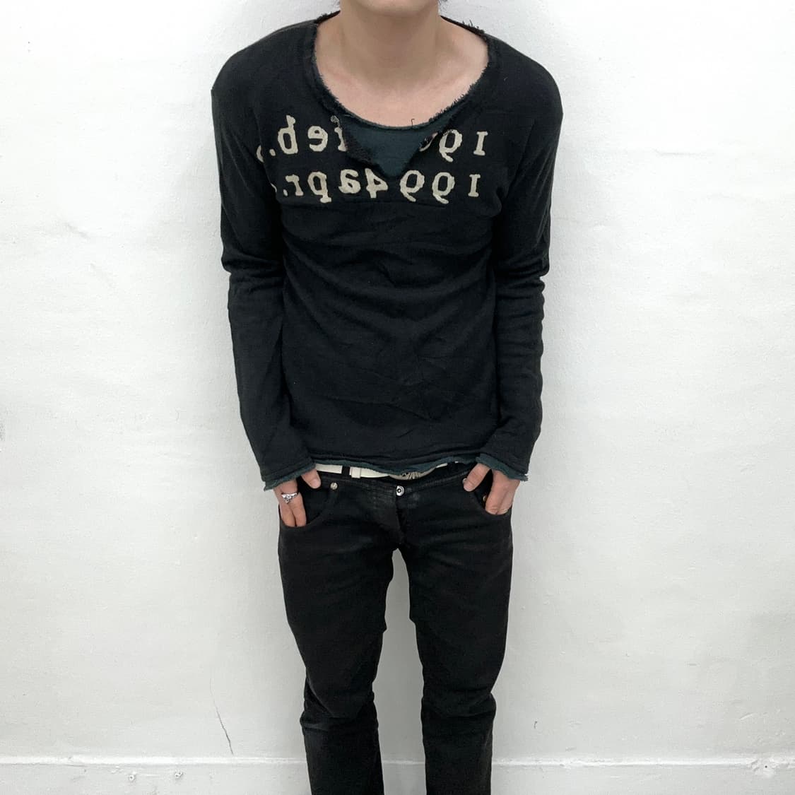 PPfm grunge v neck sleeve 상품이미지2