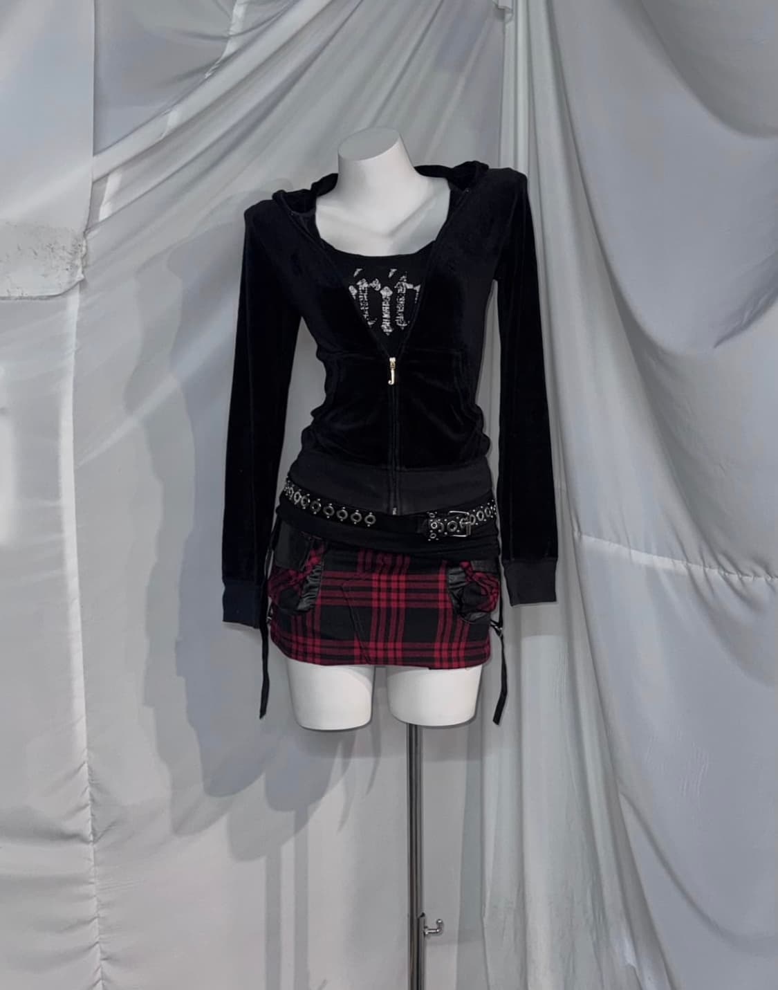 스윙잉서울쿨키즈 나나깔 고스트오브할렘 쥬시꾸뛰르 딱붙 펑크 코디세트 상품이미지4