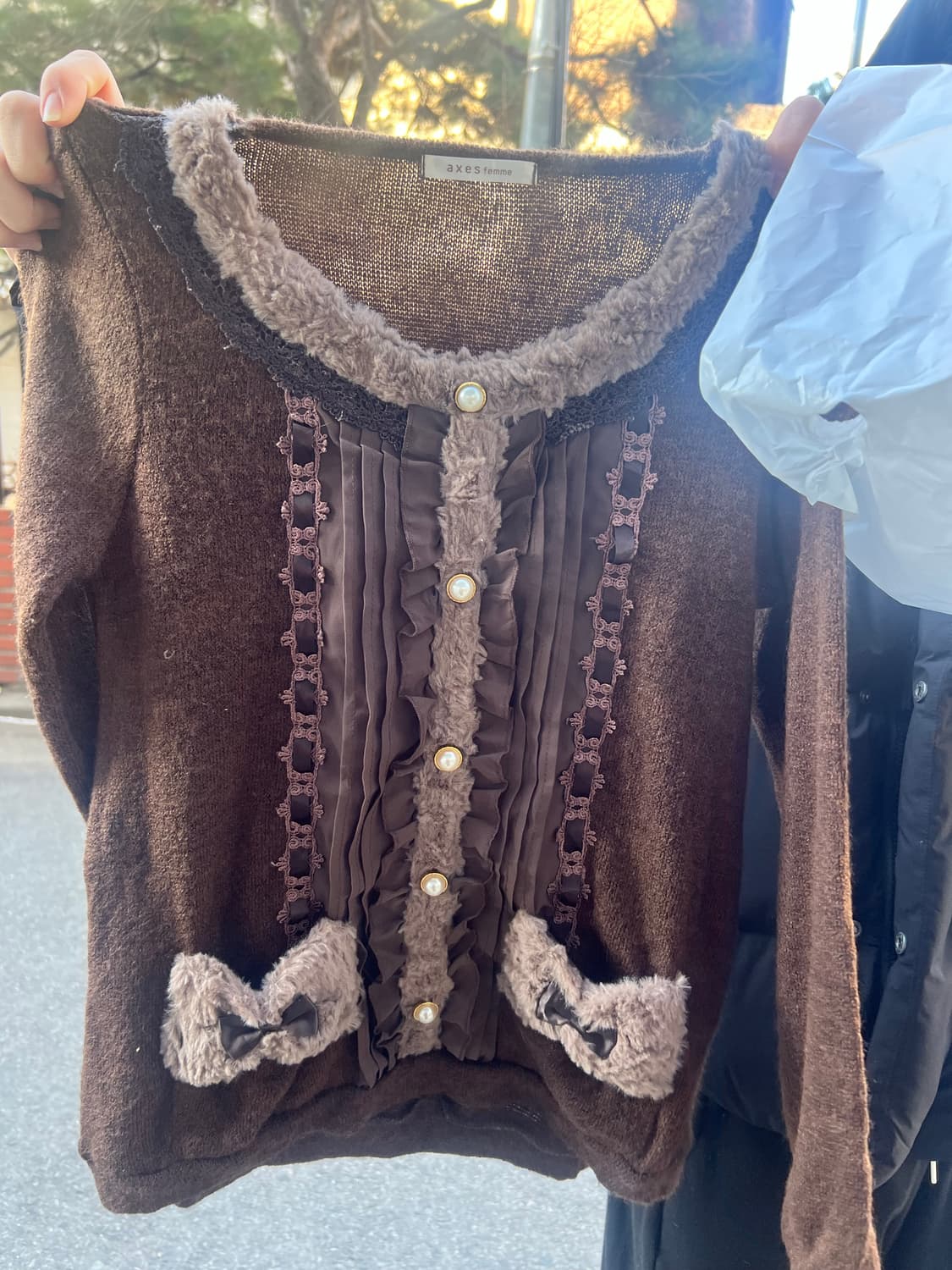 엑시즈팜 라떼갸루 리본 블라우스 롱슬리브 상품이미지1