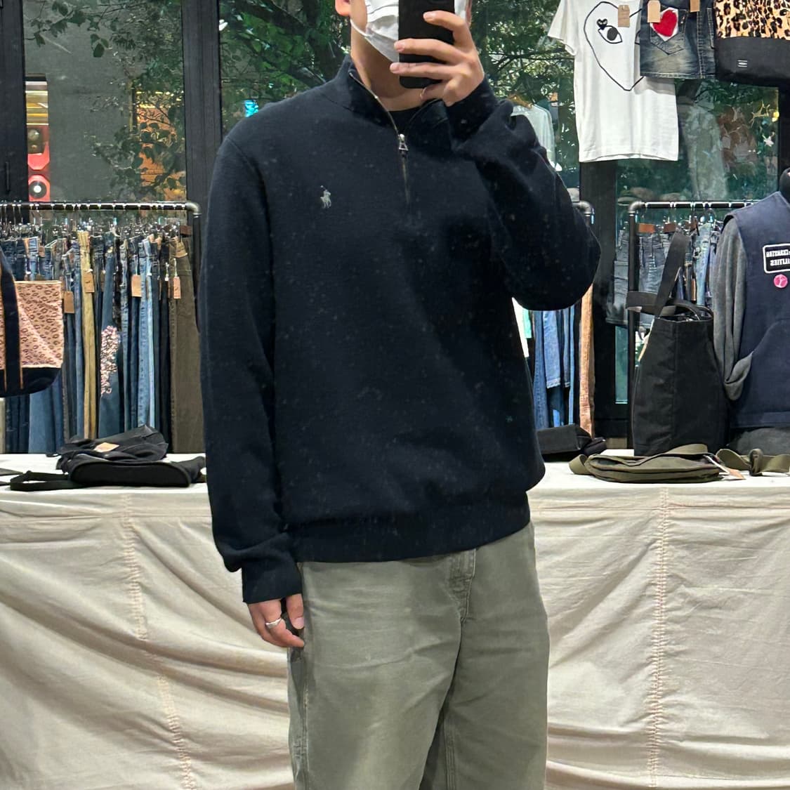 XXL) 폴로 랄프로렌 블랙 쿼터 반집업 풀오버 코튼 니트 큐알탭 상품이미지10