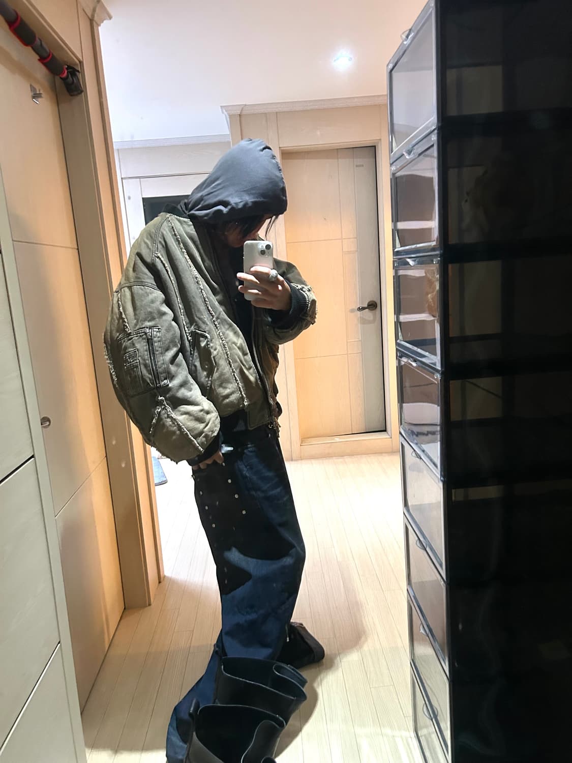 Bondage Detail Washed ma-1 bomber 상품이미지8