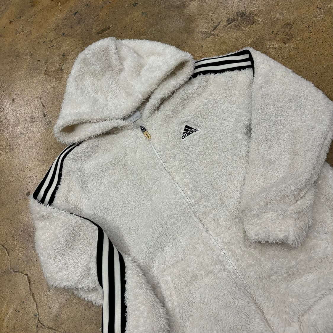 아디다스 화이트 흰검 후리스 트랙탑 후드집업 상품이미지1