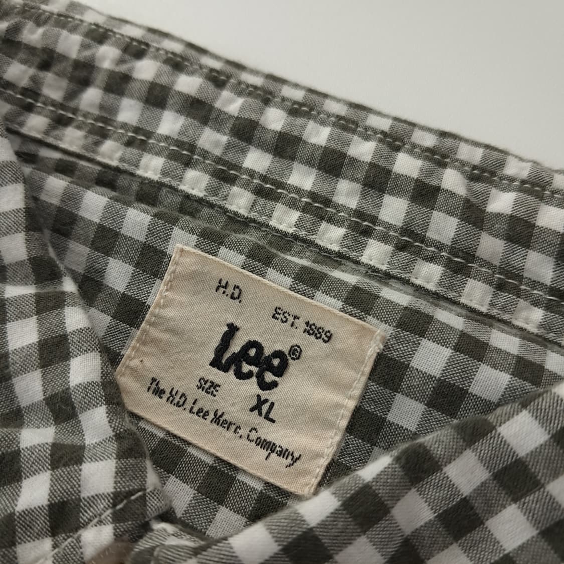 CK804 XL 리 LEE 모노 마이크로 깅엄체크 반팔 셔츠 남방 상품이미지3