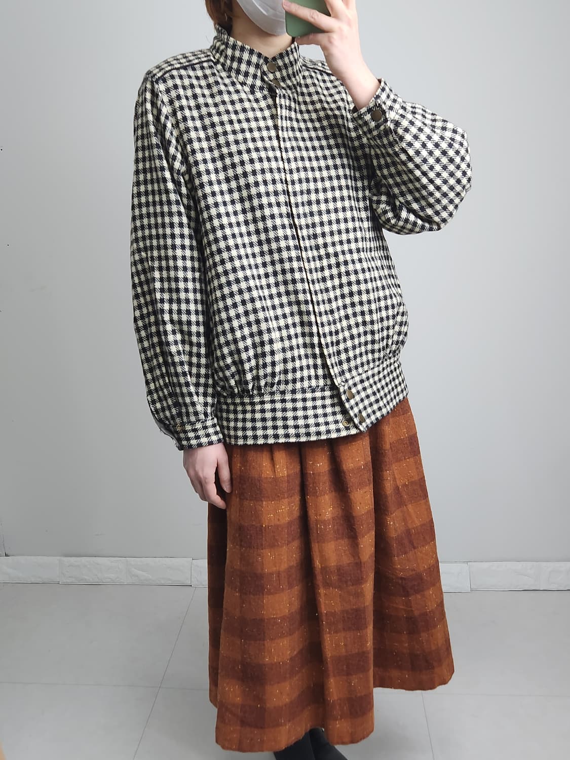 깅엄 체크 점퍼 자켓 상품이미지5