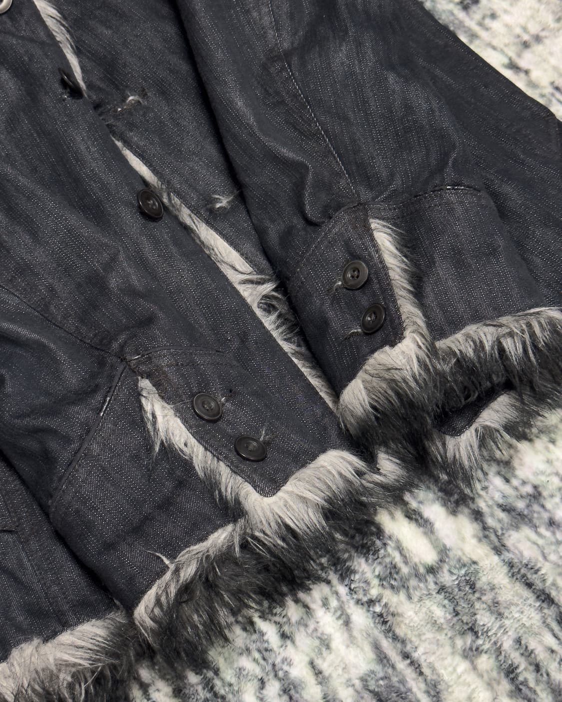 {Hideaways} Faux Fur-Trim Denim Jacket 상품이미지7