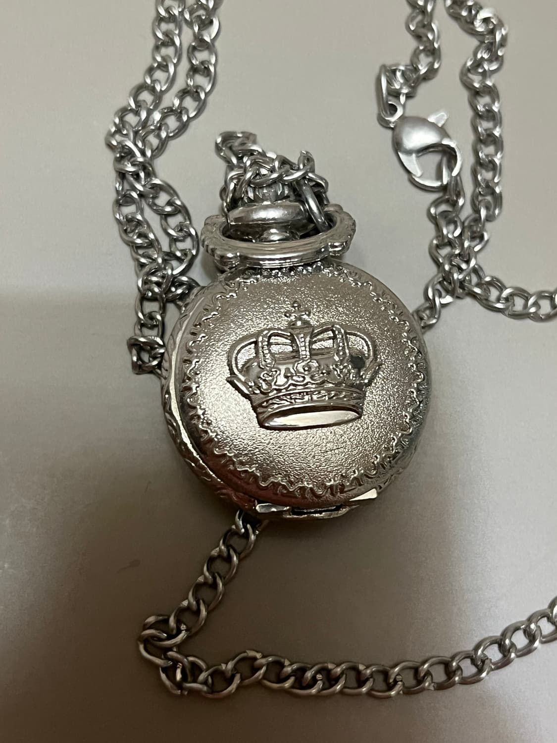 앤틱 스타일 은색 회중시계 목걸이 상품이미지2