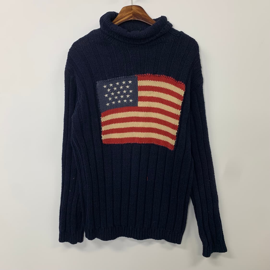 폴로 랄프로렌 성조기 네이비 목폴라 골지 니트 상품이미지2