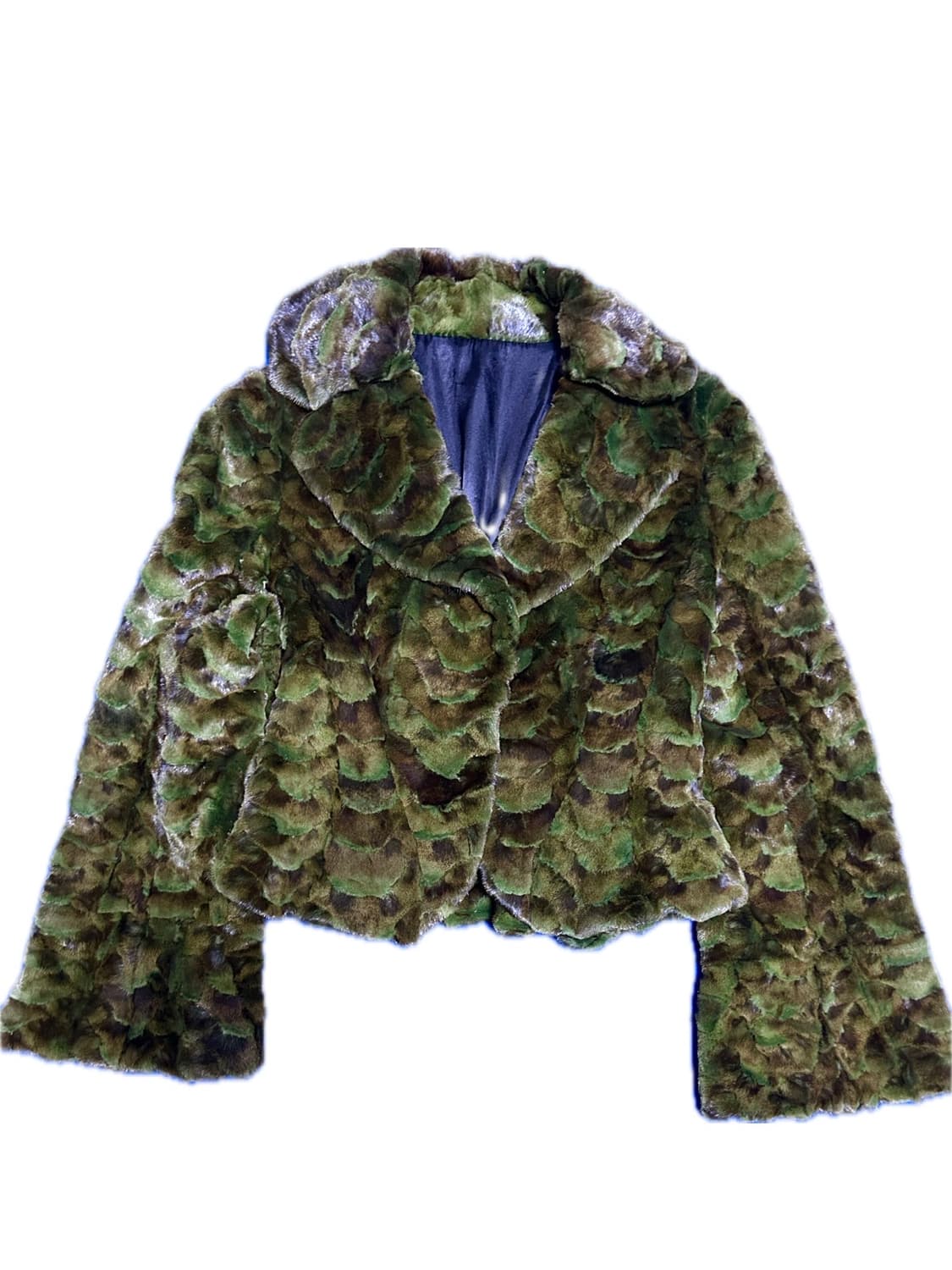 (희귀매물) 빈티지 파이톤패턴 그린 밍크퍼자켓 상품이미지1
