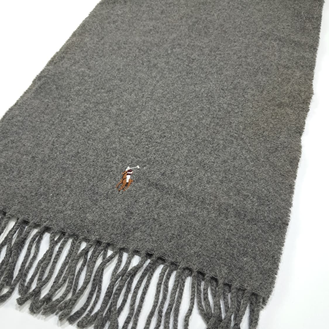 MX439 폴로 이태리판 램스울 포니자수 그레이 머플러 목도리 상품이미지3