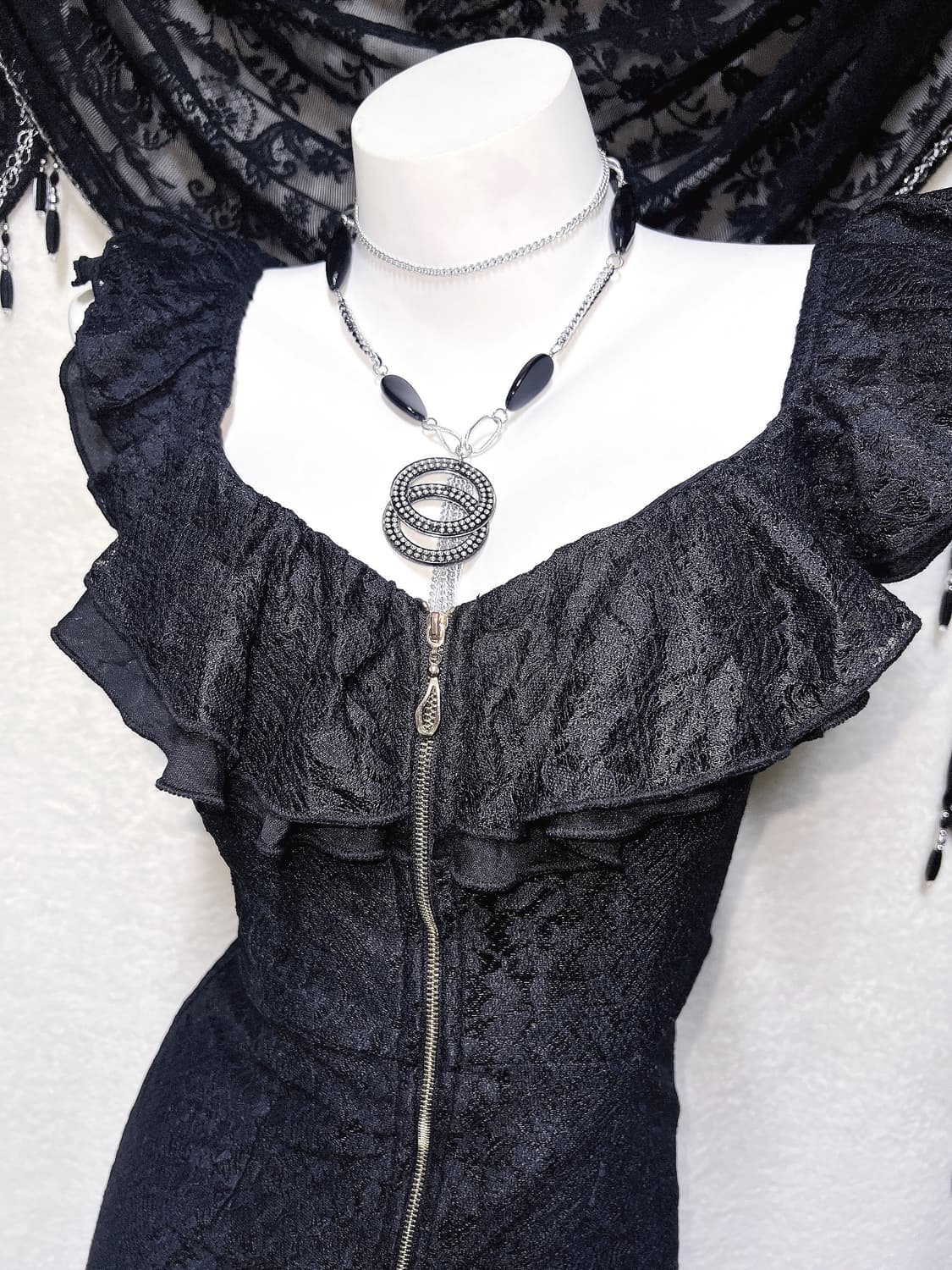 로맨틱고딕 오네갸루 프릴레이스 오프숄더 아게하 원피스 드레스 히메 섹시 상품이미지7