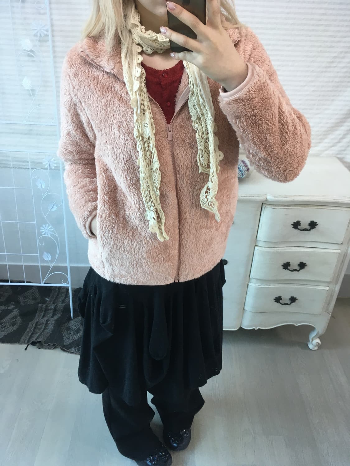 jpn vintage coral pink fleece zip-up 상품이미지2