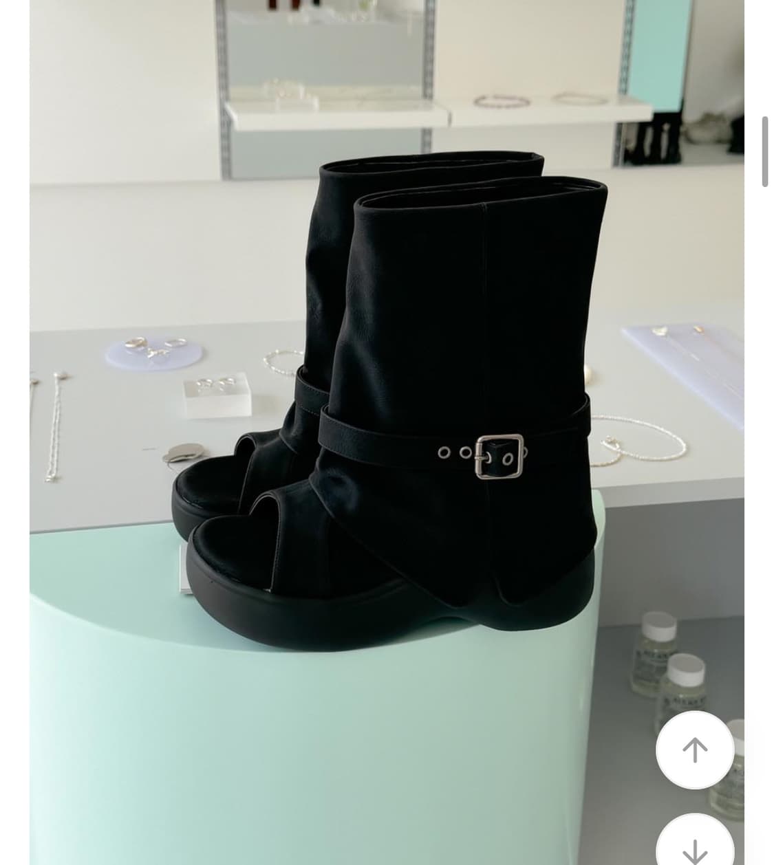 샌들 통굽 플랫폼 발목 벨티드 미들부츠 블랙 230 상품이미지2