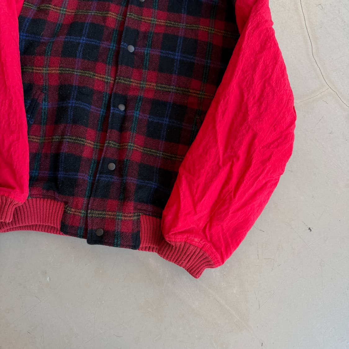 jpn vtg 울 체크 봄버 자켓 상품이미지2