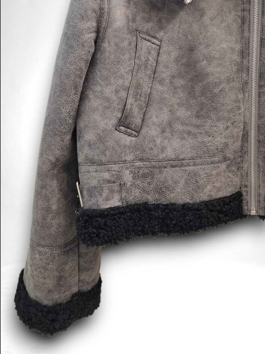 • 에고이스트 블루라벨 크롭 무스탕 퍼 자켓 M(55) 상품이미지6