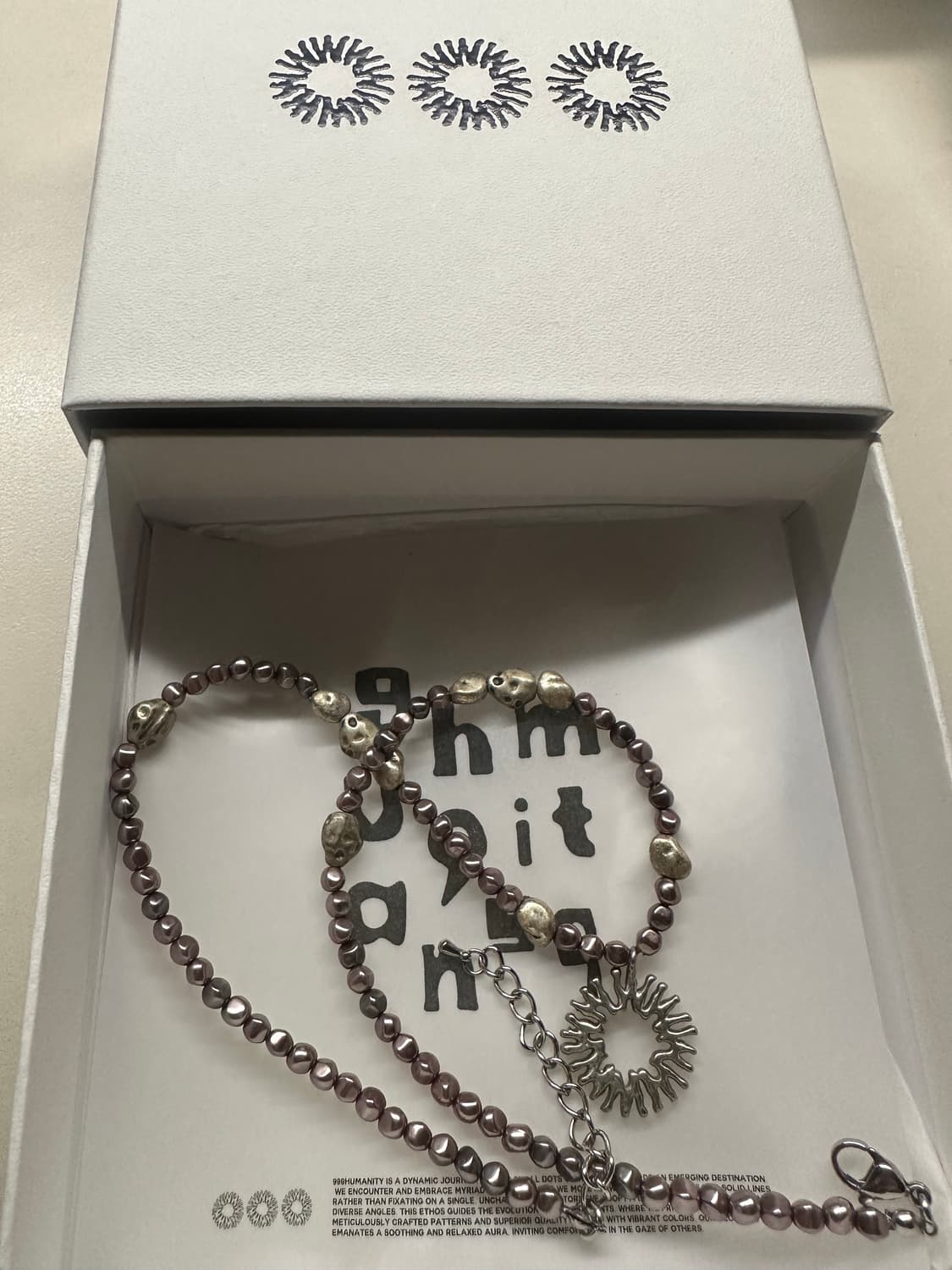 999휴머니티 페블 심볼 네크리스 블랙 실버 상품이미지2