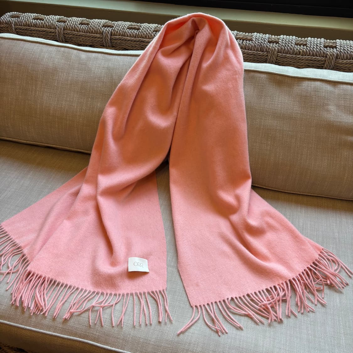 오르 ORR 램스울 프린지 머플러 - 코랄핑크 상품이미지7