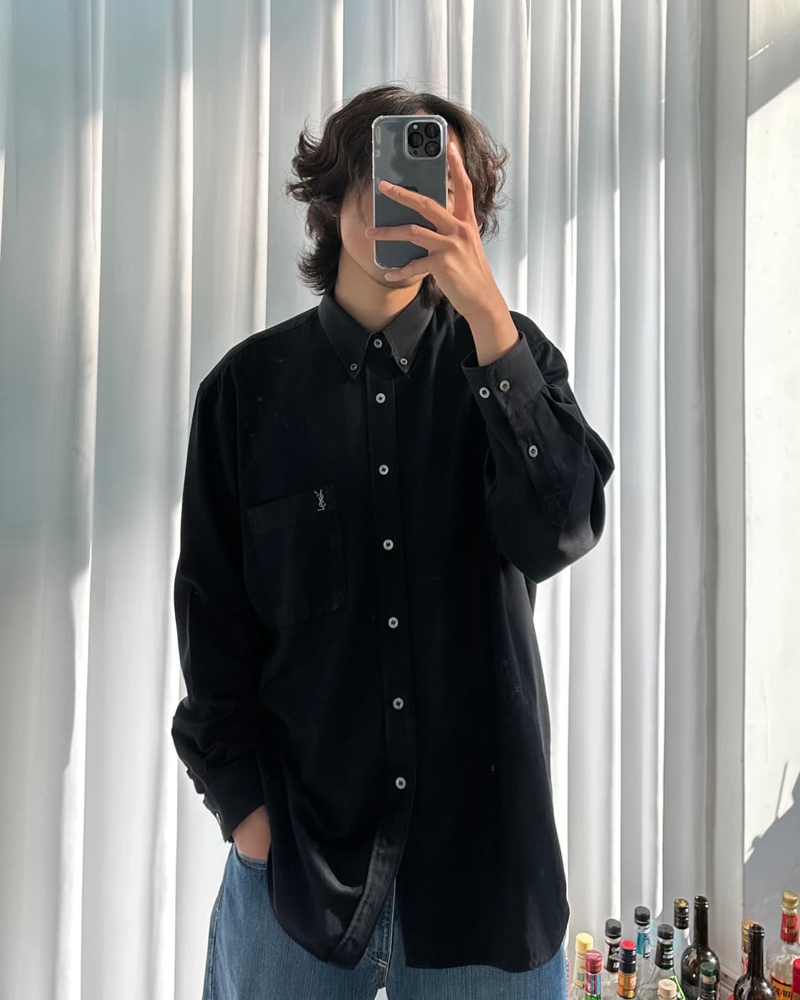 [XL]입생로랑 YSL 90s 블랙 드레스 셔츠 상품이미지1