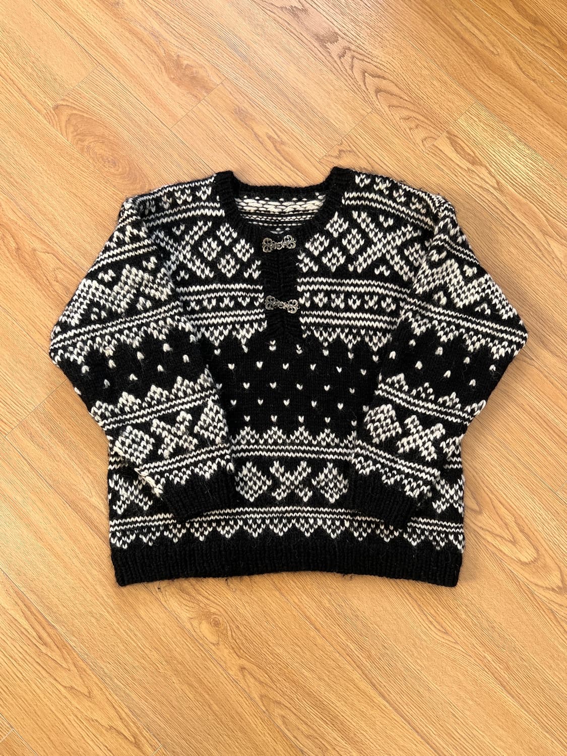 빈티지 노르딕 핸드메이드 울 스웨터 상품이미지1