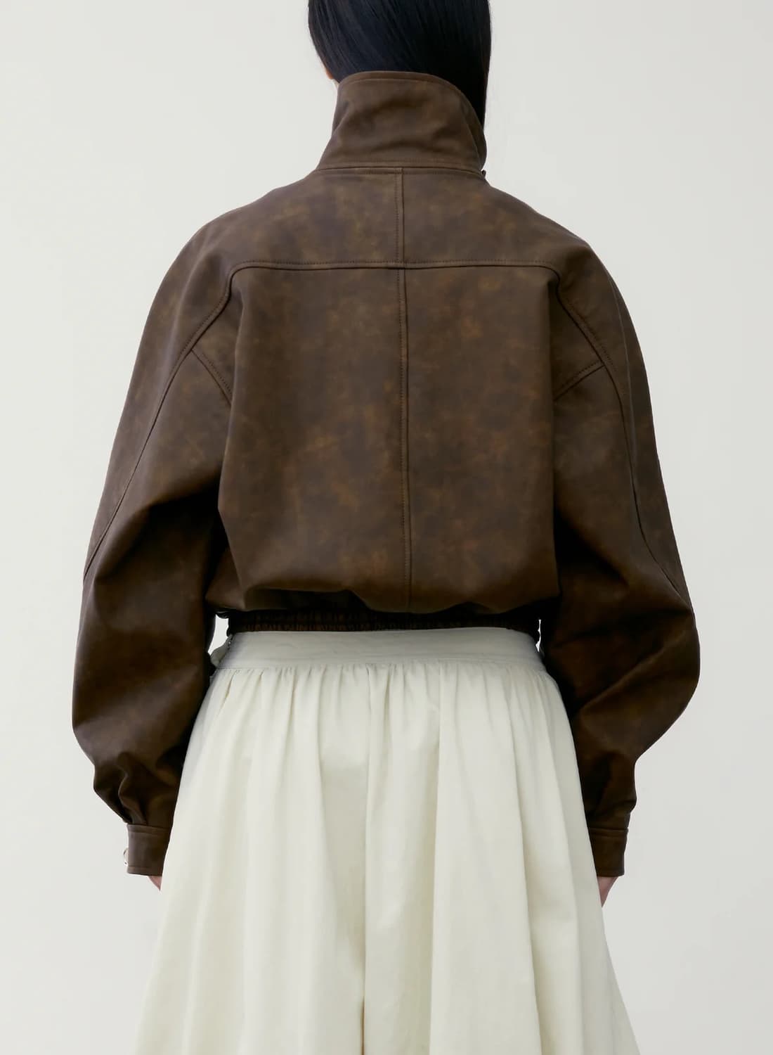 로우클래식 피그먼트 워시드 레더 숏 자켓 브라운 상품이미지3