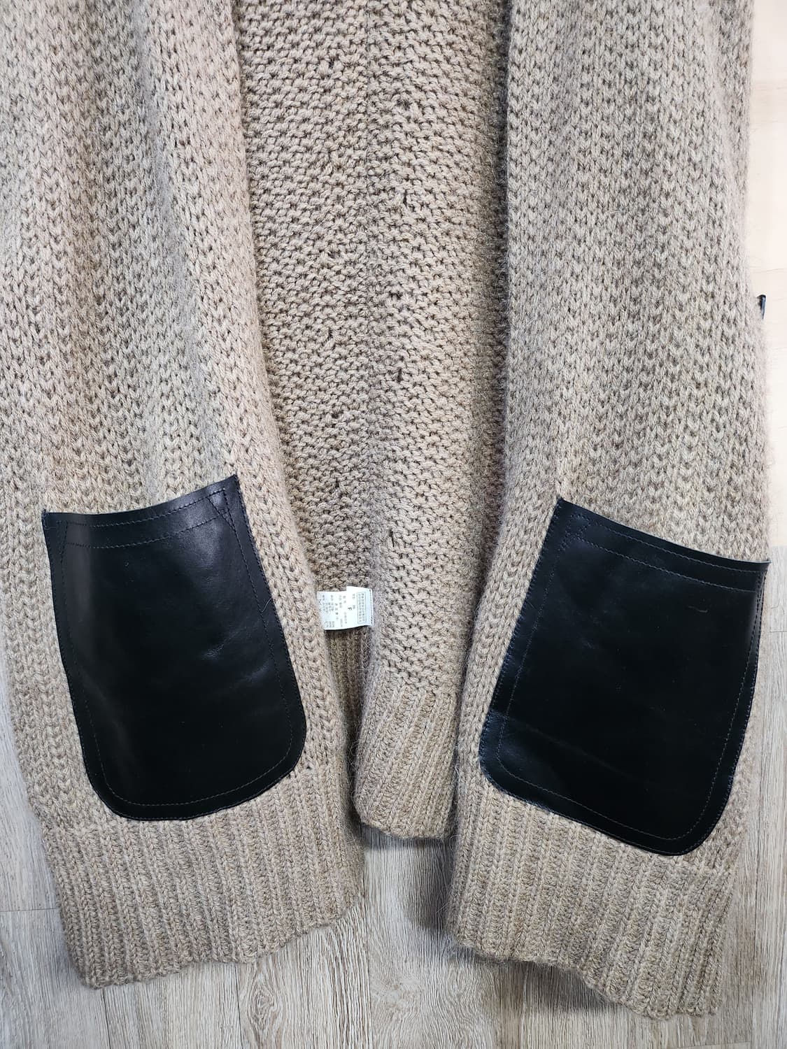 847) 한섬 시스템 후드 판쵸st 소가죽포인트 가디건 상품이미지5